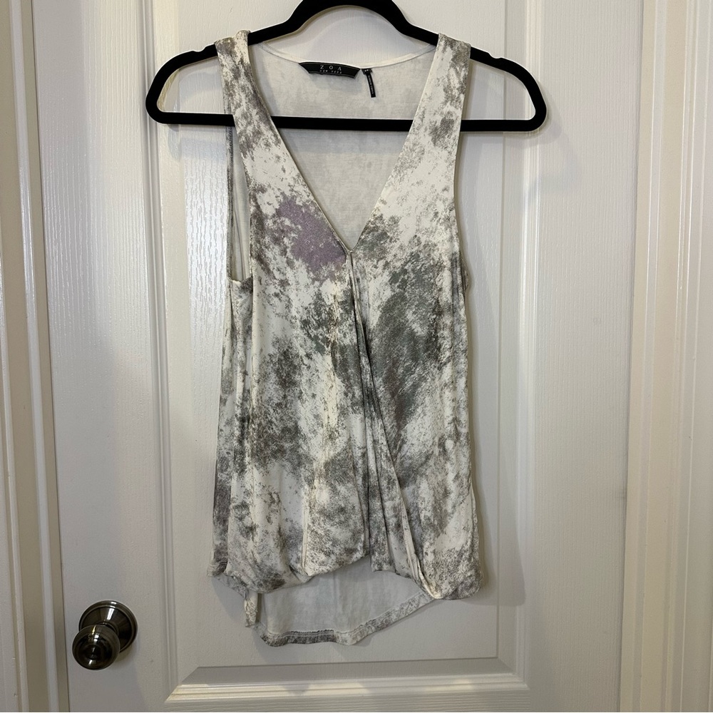 ZOA New York Metallic Shimmer Sleeveless Flowy Soft Top